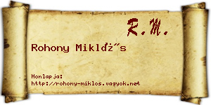 Rohony Miklós névjegykártya