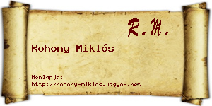 Rohony Miklós névjegykártya